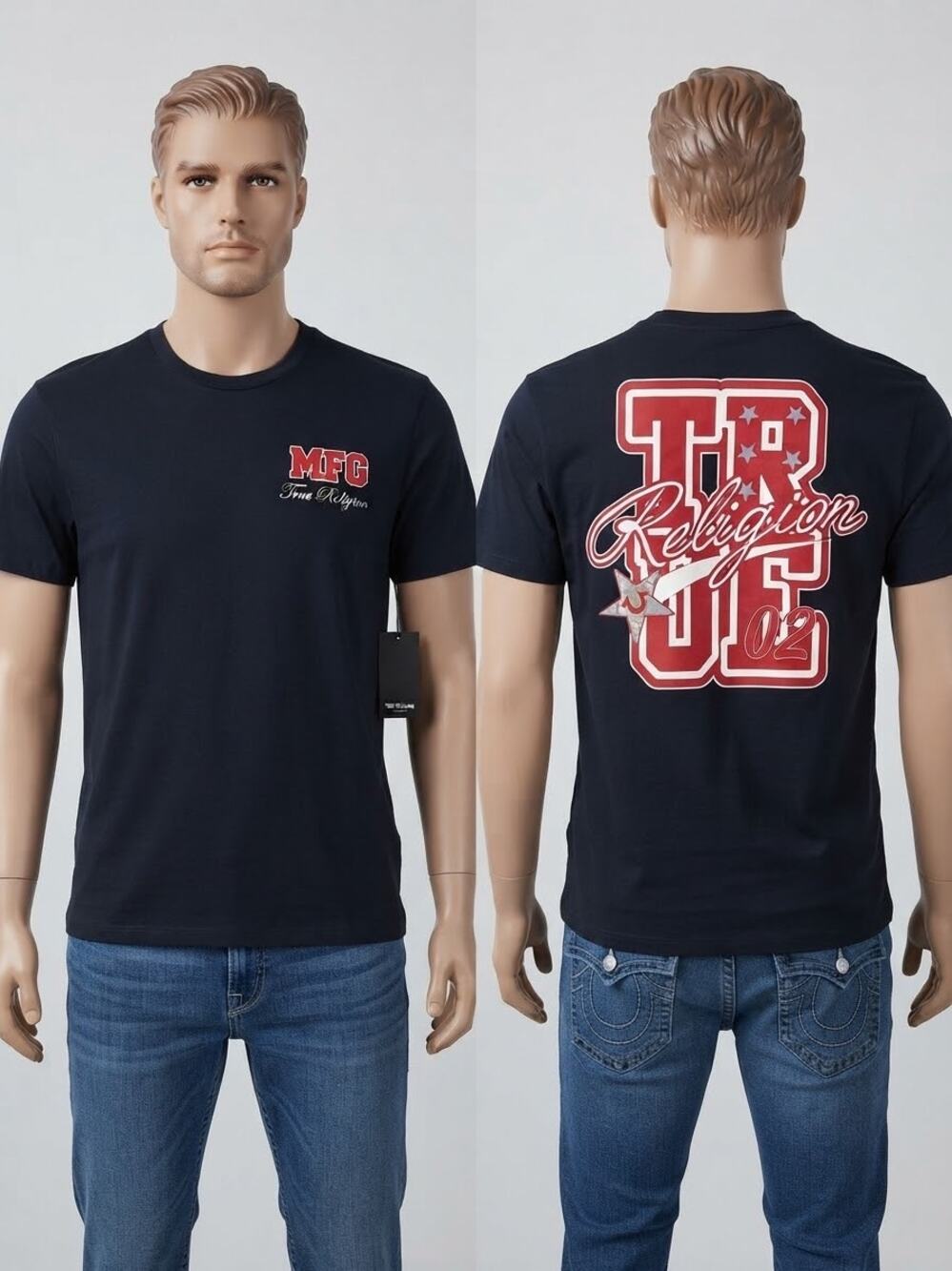NWT True Religion Men's Black "MFG True Religion 02" Graphic T-Shirt Size L